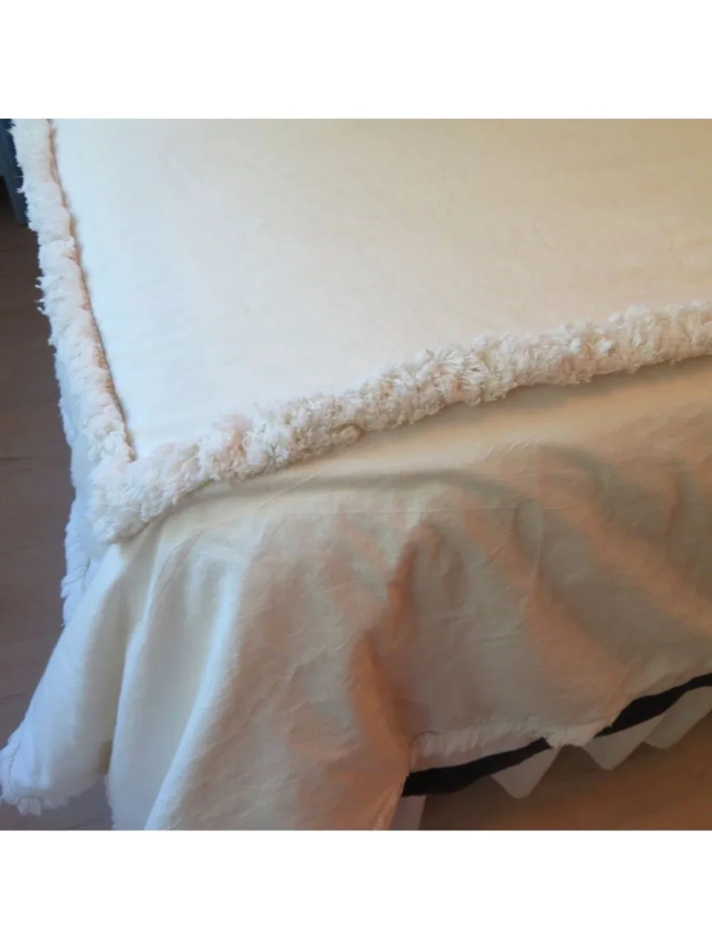 Vintage Full/Queen Cotton Duvet Cover Chenille Fringe Detail Zip 90